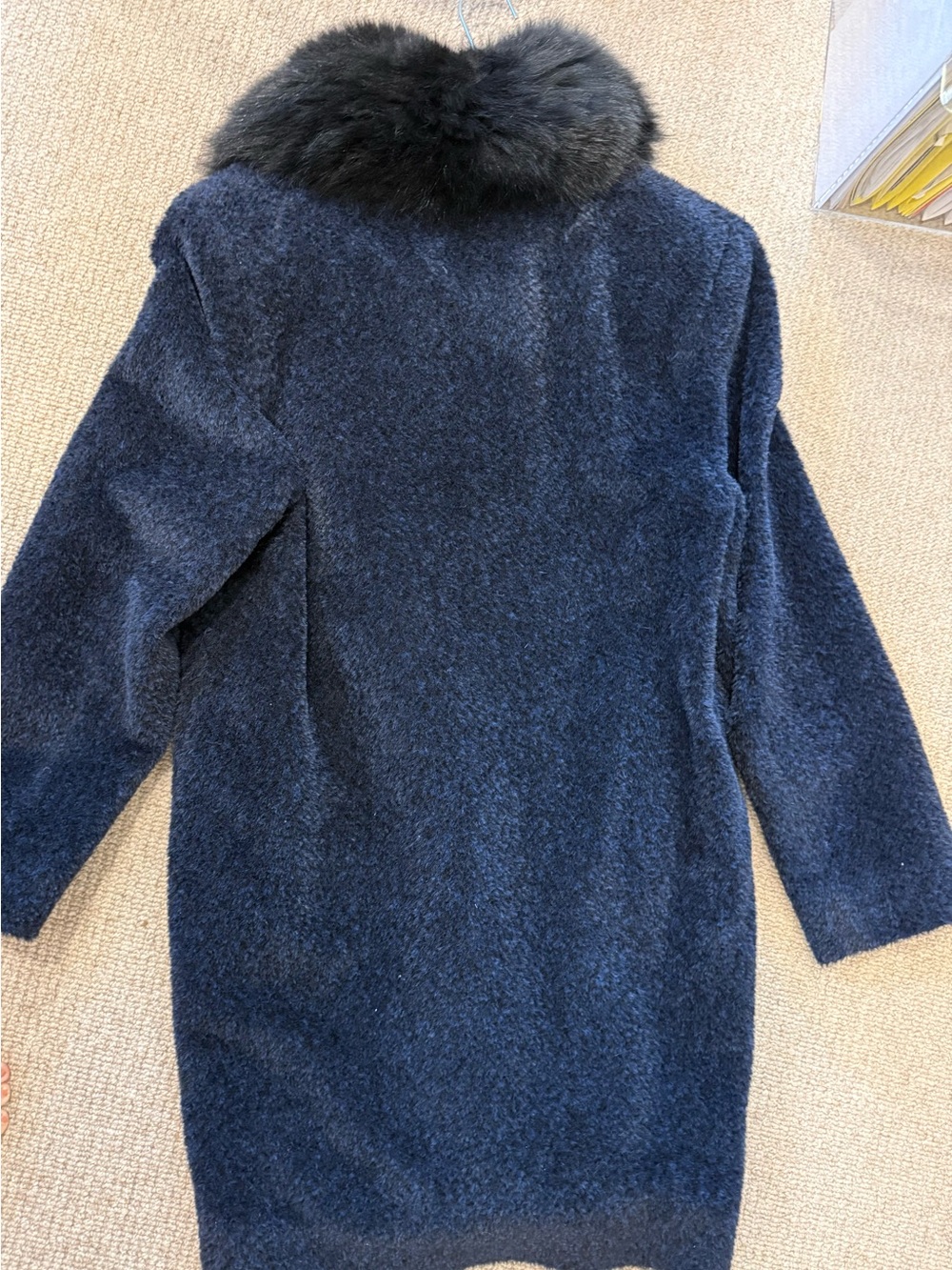 Sofia Cashmere Women's Navy Faux-Fur Collar Wool-Blend Coat - Picture 9 of 9